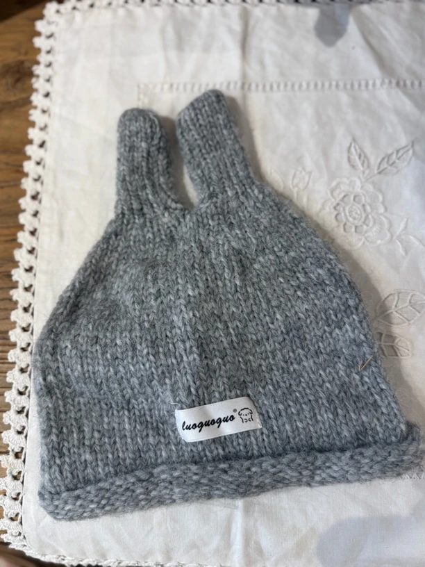 子田推荐儿童小耳朵灰色针织帽