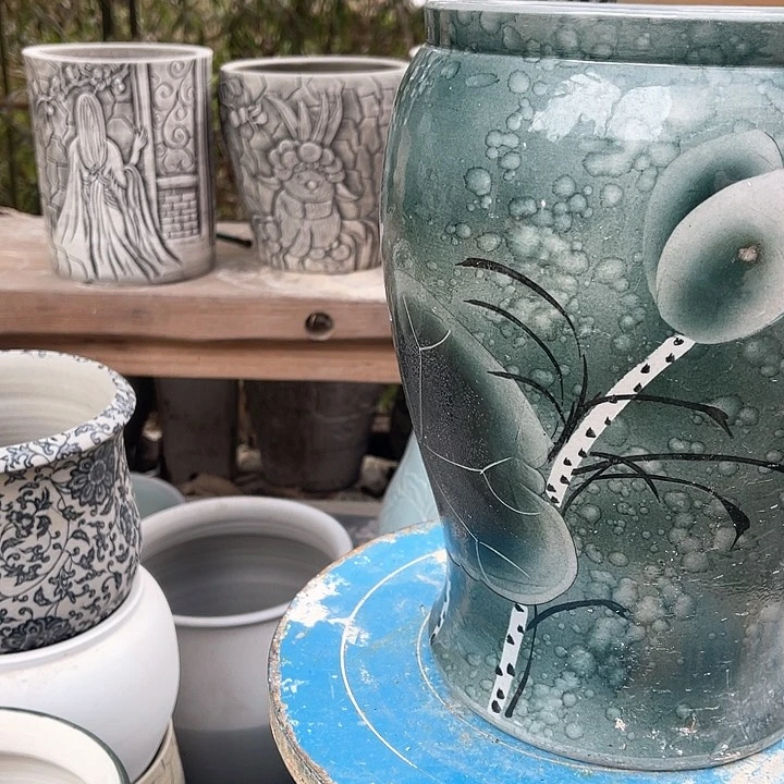 盘微瑕高度28内扣19 艺术陶瓷