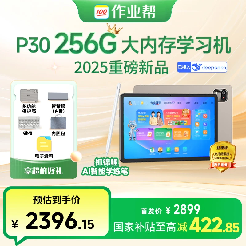 【政府补贴15%】作业帮AI学习机P30 256G 小初高全科辅导学习学练M