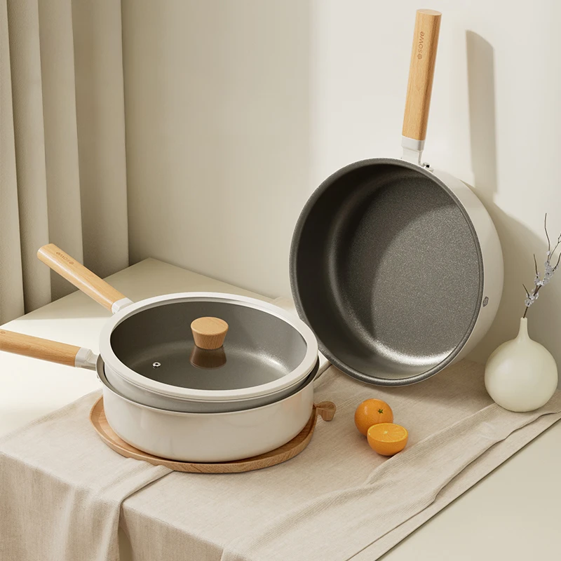 【素味】钛陶瓷平底锅牛排深煎锅22cm24cm26cm28cm