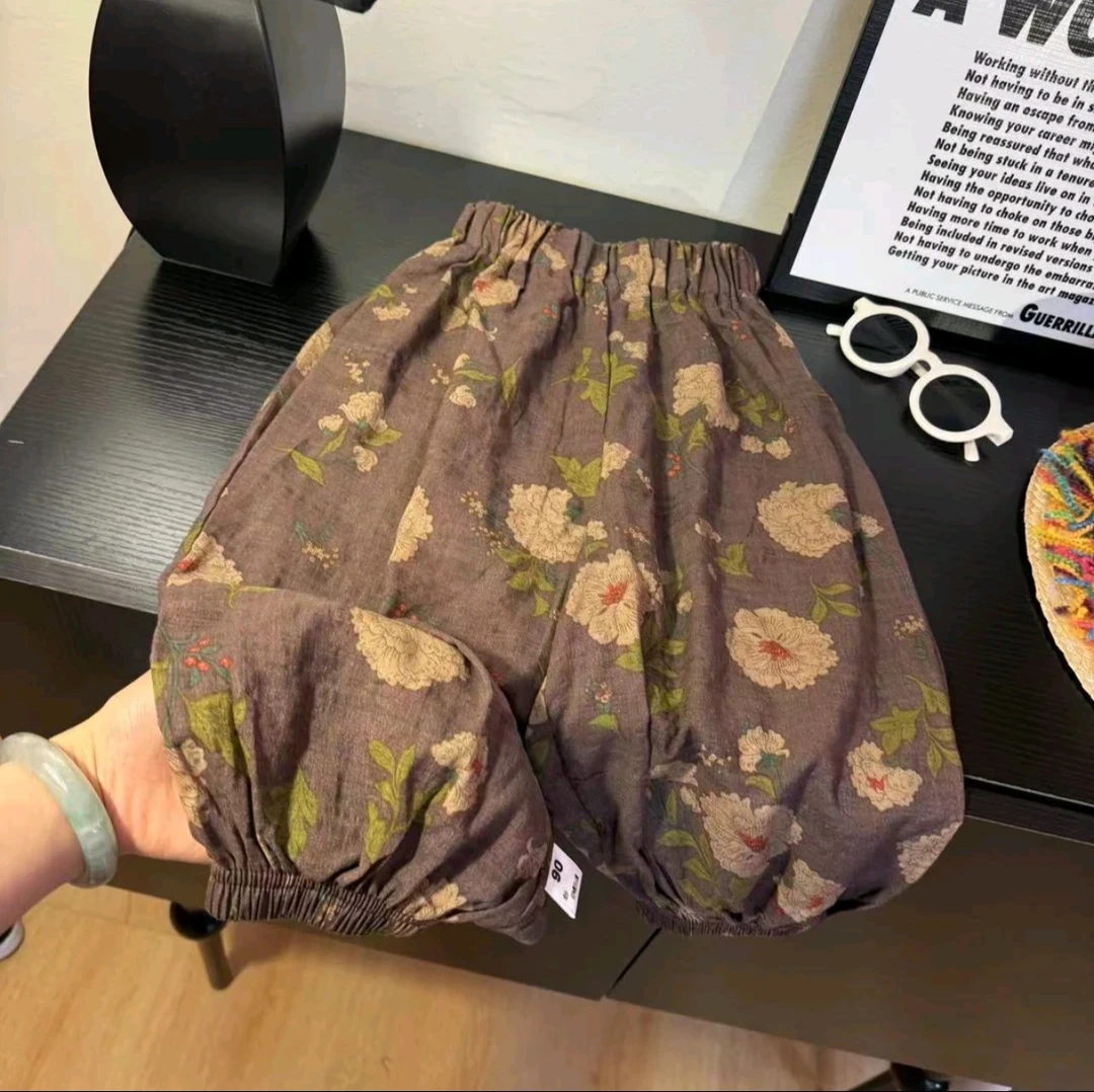 2025夏季新款防蚊裤新款灯笼裤男女童碎花休闲百搭