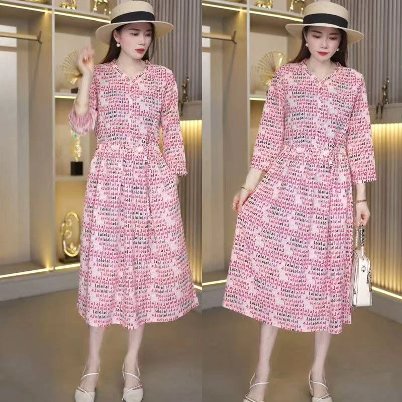 【28款】夏季新款显瘦气质时尚宽松碎花印花中长款连衣裙