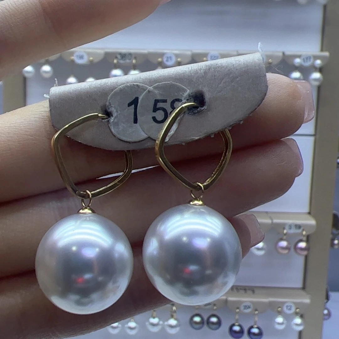 淡水珍珠耳饰18K金镶嵌