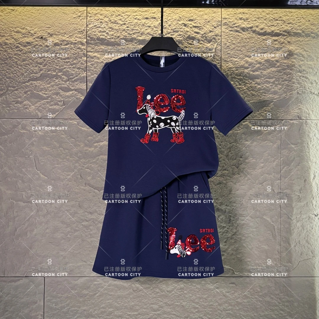 WMA-A230<原创系列>丨<穿靴子的狗>宽松版夏季T恤短裙休闲套装