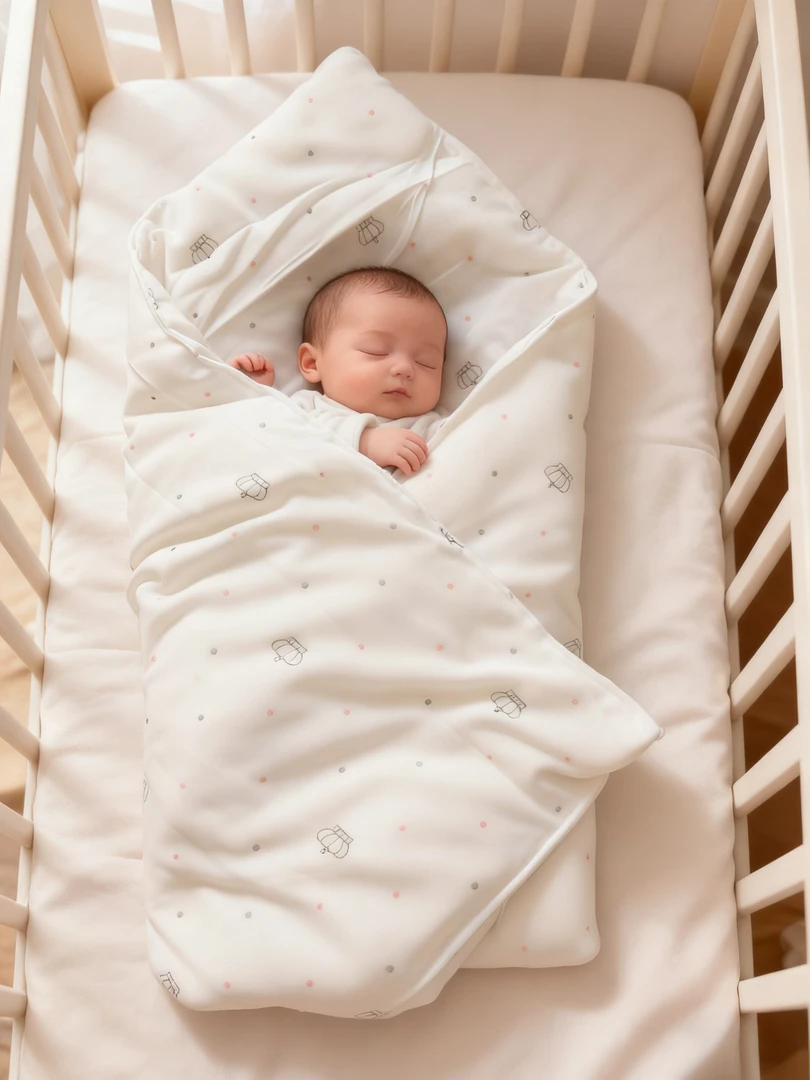 婴儿抱被马甲隔尿垫婴儿三角头饰四件套纯棉新生儿盖被抱毯薄款