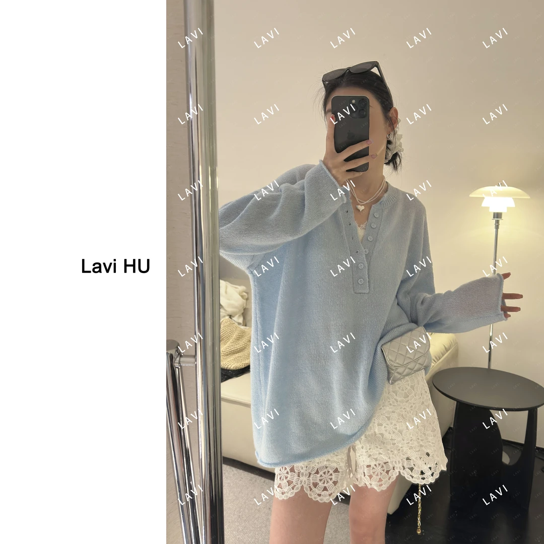 聆听春天的脚步 时尚百搭长袖罩衫毛针织衫25018