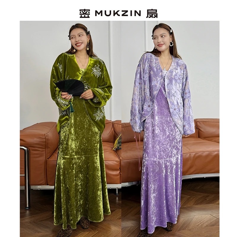 「松间花月夜」//新中式礼服连衣裙 拍一得二//密扇连衣裙套装