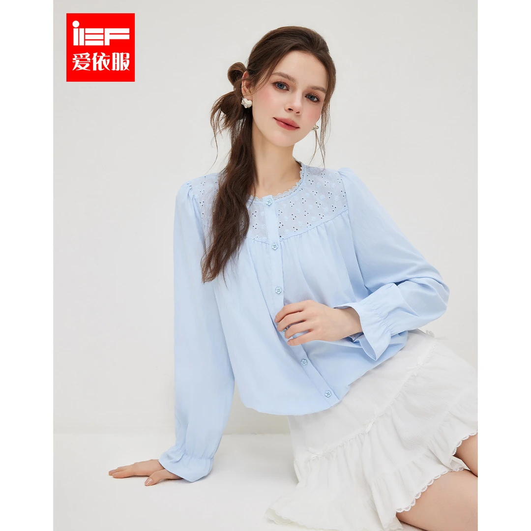 IEF/爱依服2025春季新款法式小清新淑女气质小众设计通勤百搭上衣