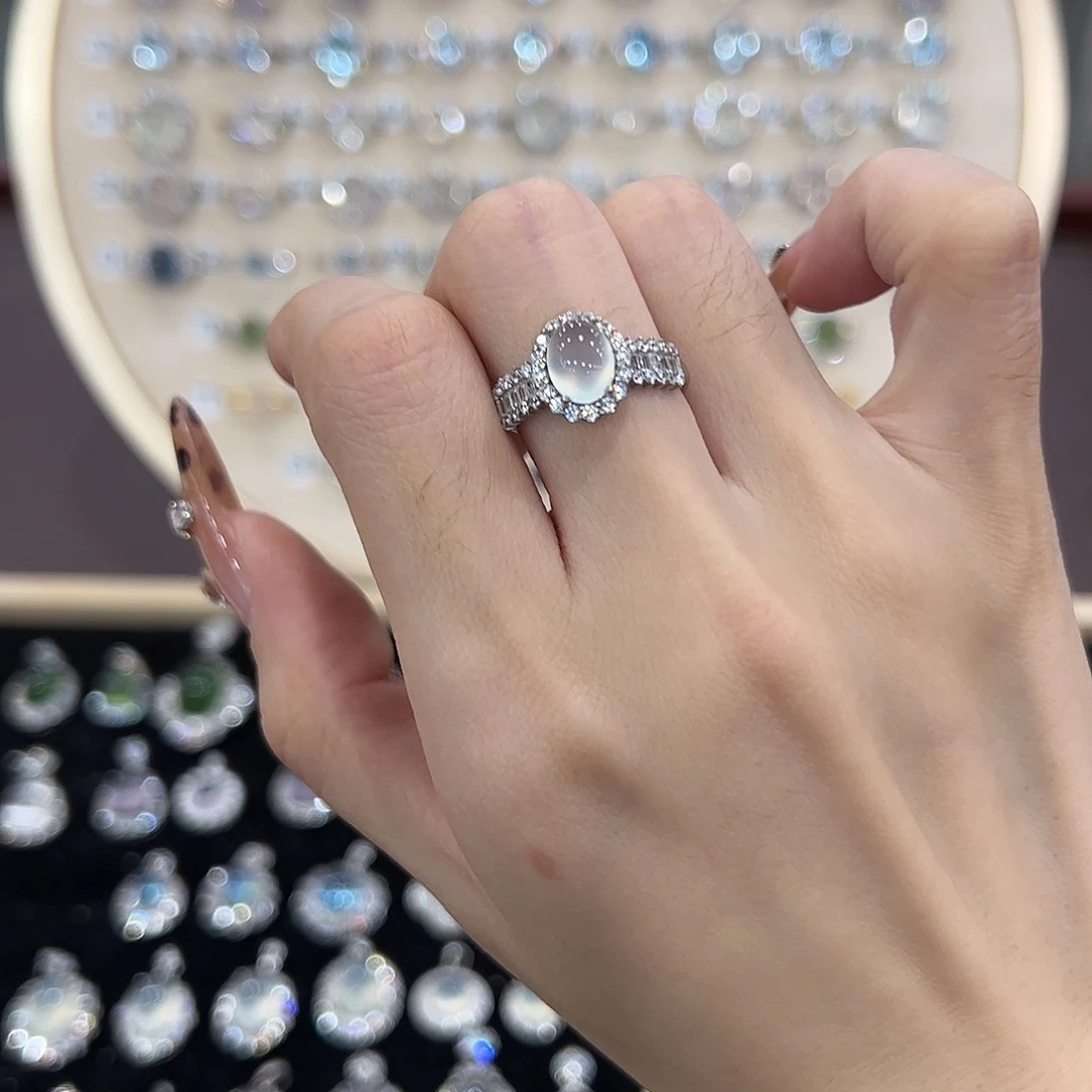 戒指芙蓉石银S925镶嵌