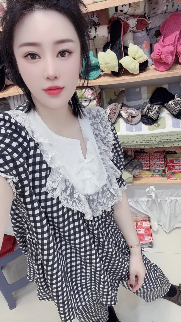 黑白格小香风睡衣