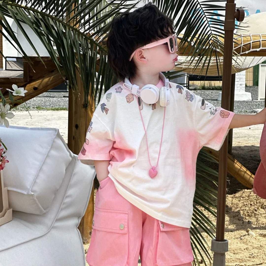 【现货】 kb6943 | 夏季儿童韩版渐变腮红卡通T恤