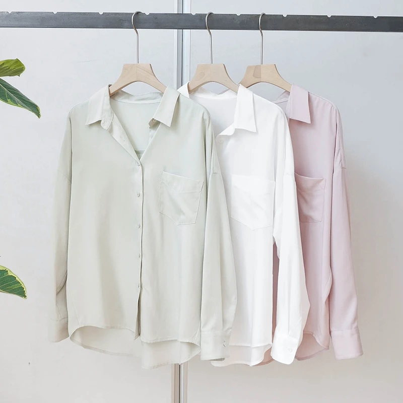 【朵儿studio】“心动”莱赛尔天丝!纯色衬衫 D505