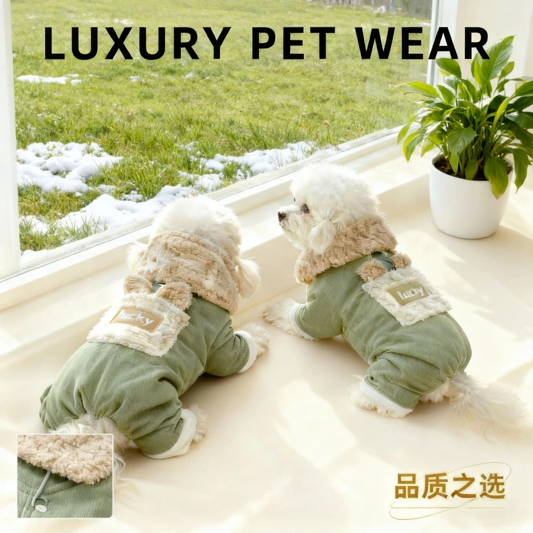 狗狗衣服秋冬款四脚棉衣宠物衣服加厚牵引养狗必备用品秋冬款衣服