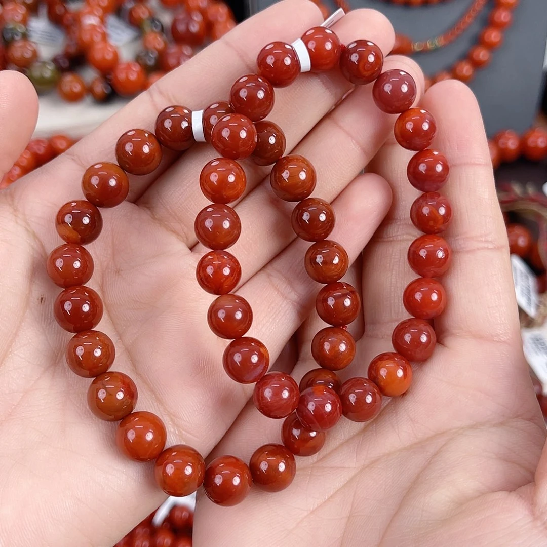 南红玛瑙未镶嵌瓦西牛血红双色单圈9（多样式发其一）