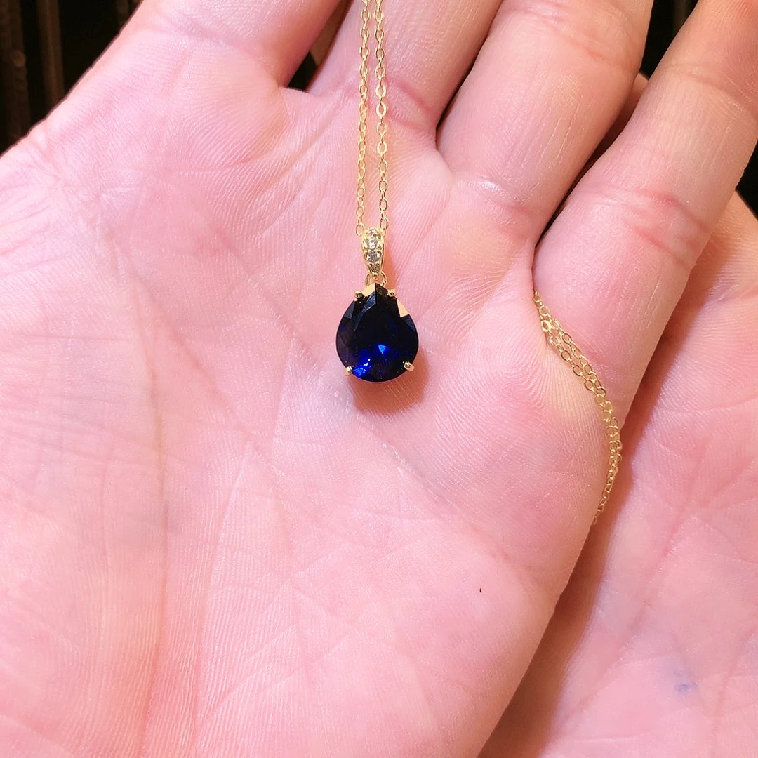 蓝宝石吊坠(赠链)银S925镶嵌