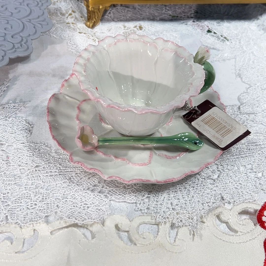 陶瓷0125骨瓷康乃馨杯碟