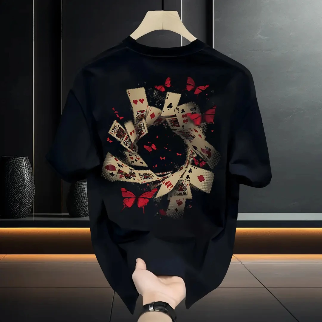 潮牌美式青年时尚百搭重磅新款夏季休闲纯棉T恤短袖圆领上衣男t恤