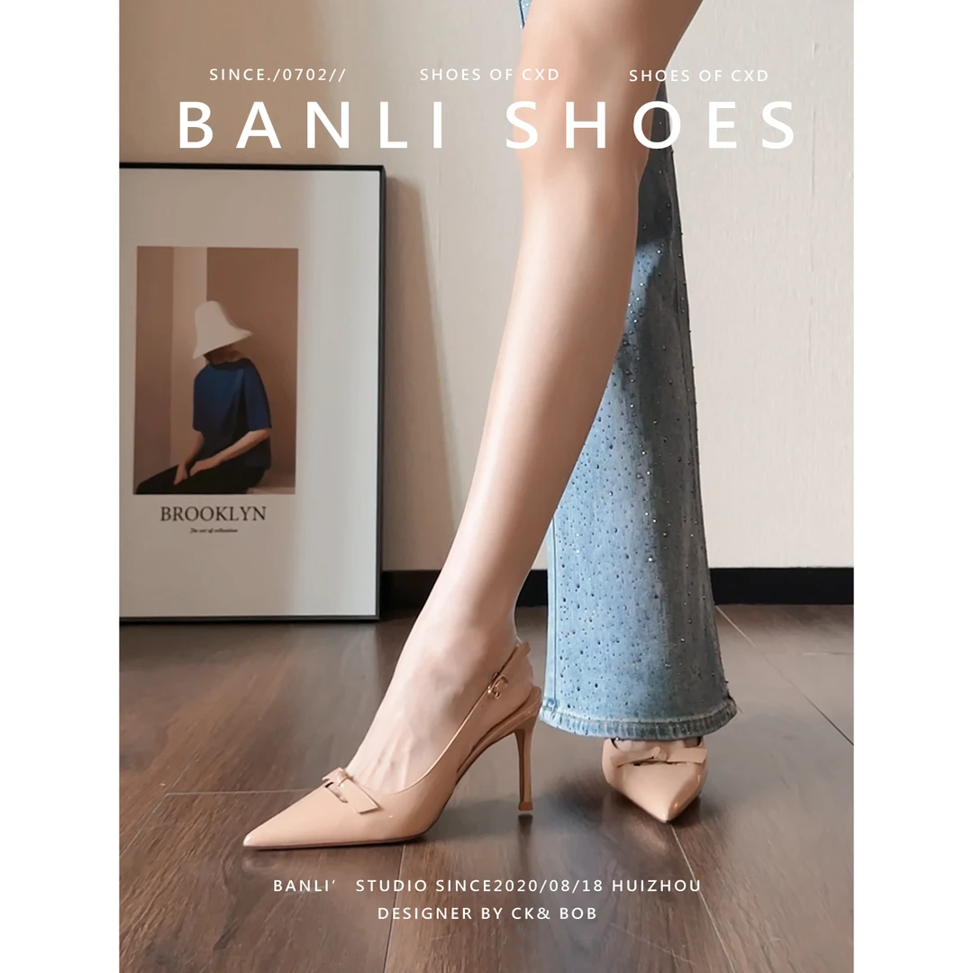 班丽 绝美款~简约裸色尖头高跟鞋女2025年新款法式气质浅口单鞋女