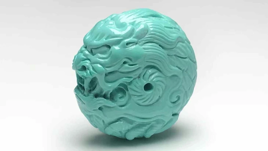 原矿高瓷绿蓝料绿松石精工龙扣平安扣，直径20.5mm，干净，高瓷高色