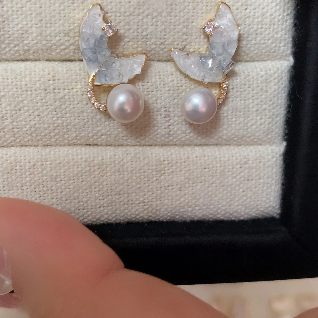 淡水珍珠耳饰合金