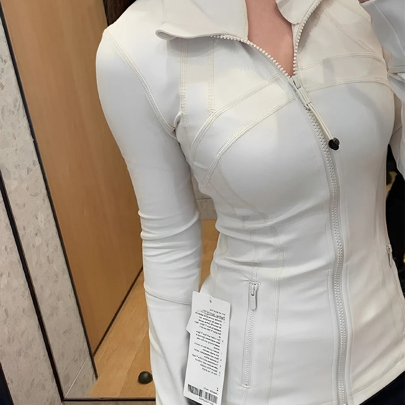 lulu瑜伽服女裸感外套立领修身长袖跑步健身拉链运动上衣
