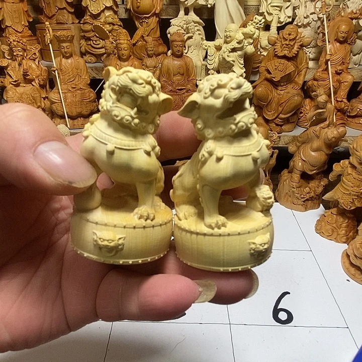 柏木（崖柏）狮子一对