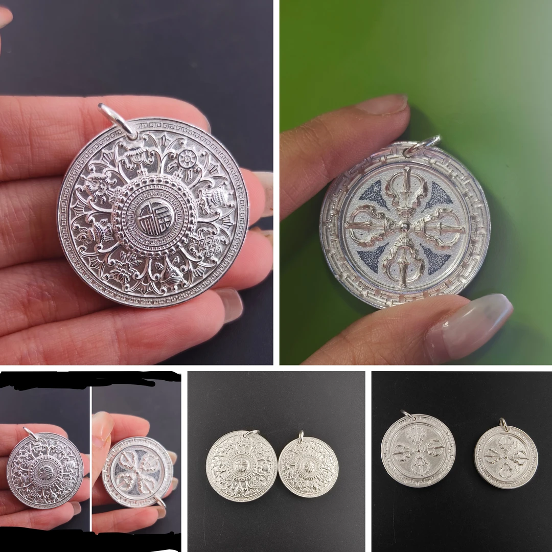 吊坠足银 吊坠足银 足银999八宝罗盘吊坠复古百搭个性时尚饰品