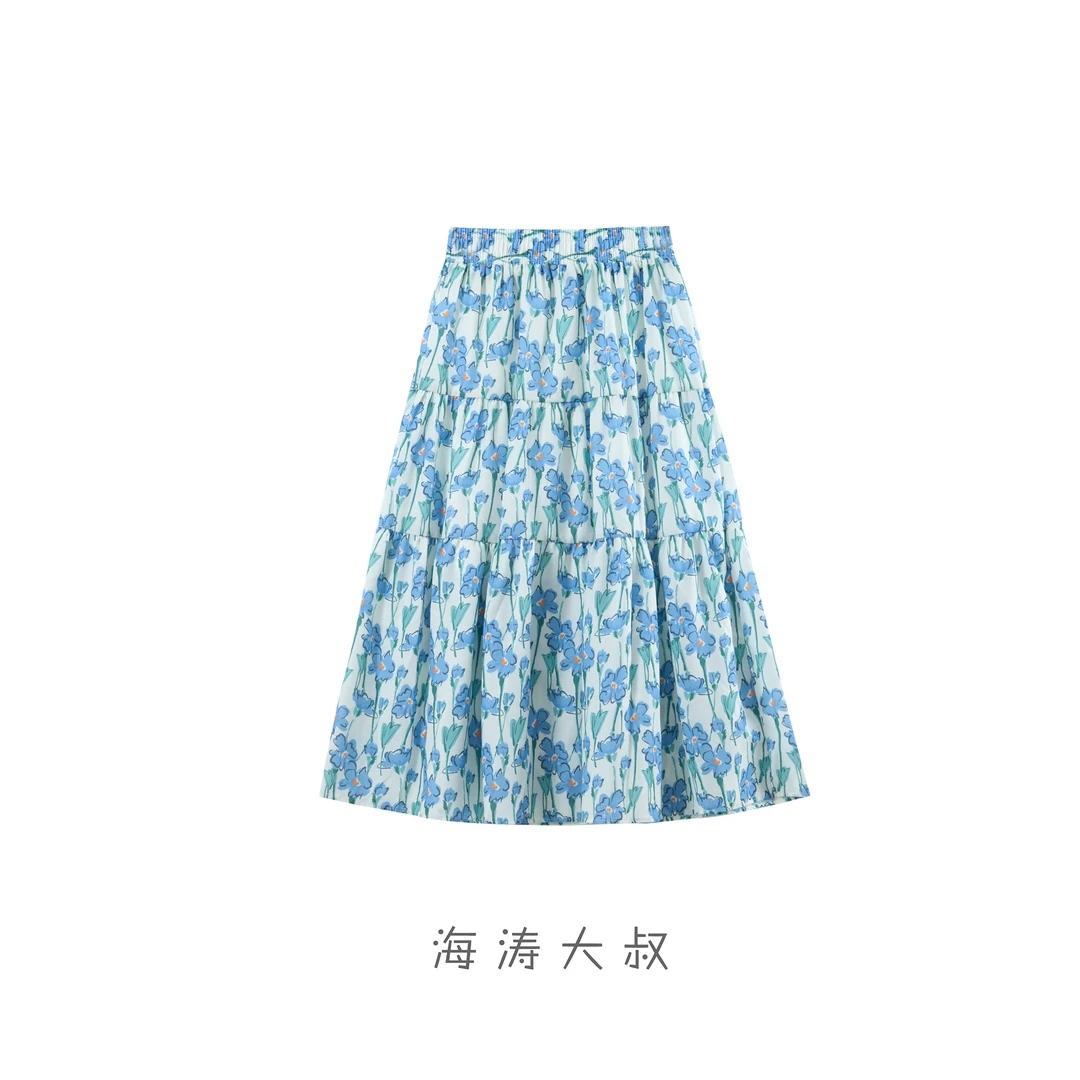 【海涛大叔】「旋转花园」田园风花花蛋糕半身裙MJA1468