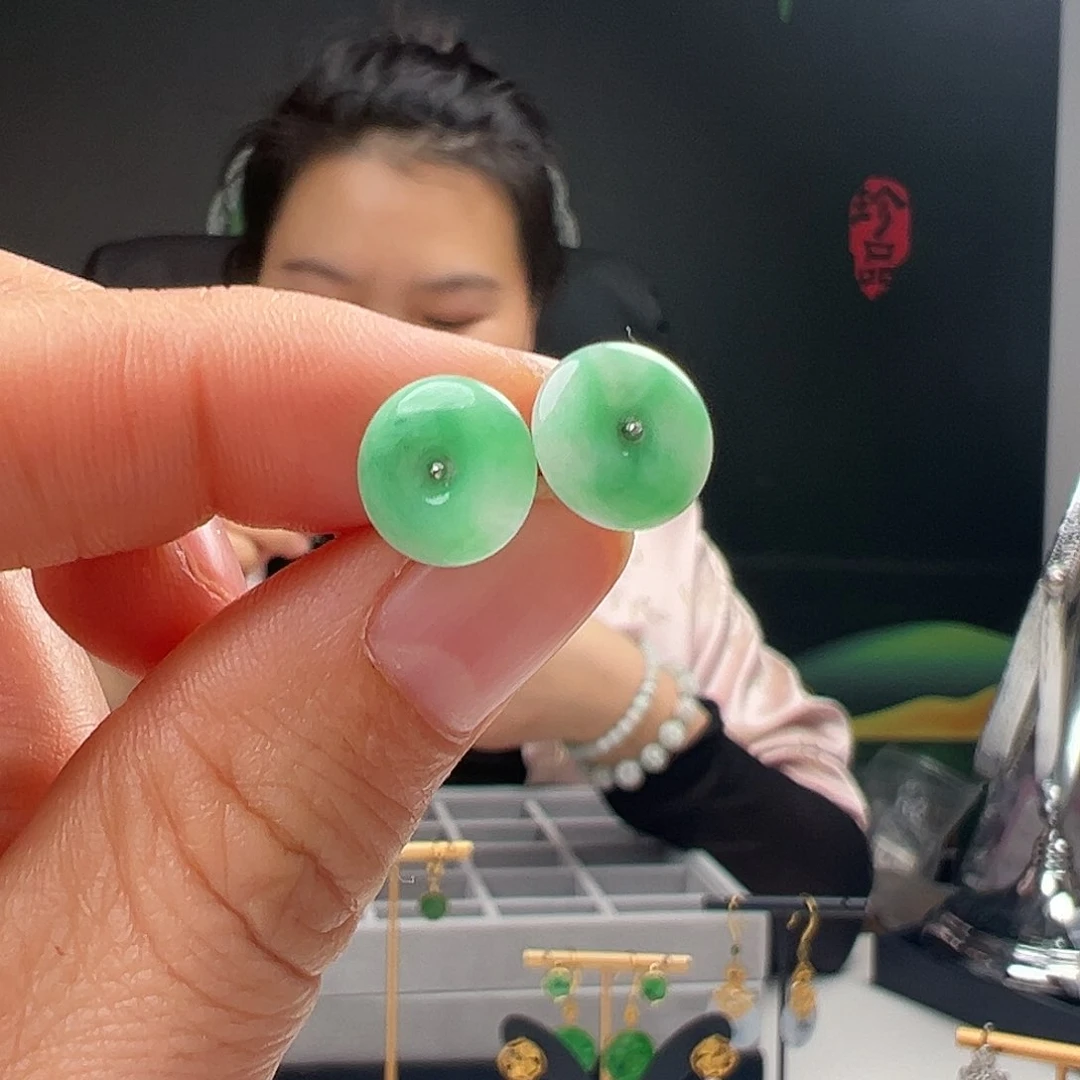 银S925镶嵌翡翠耳饰