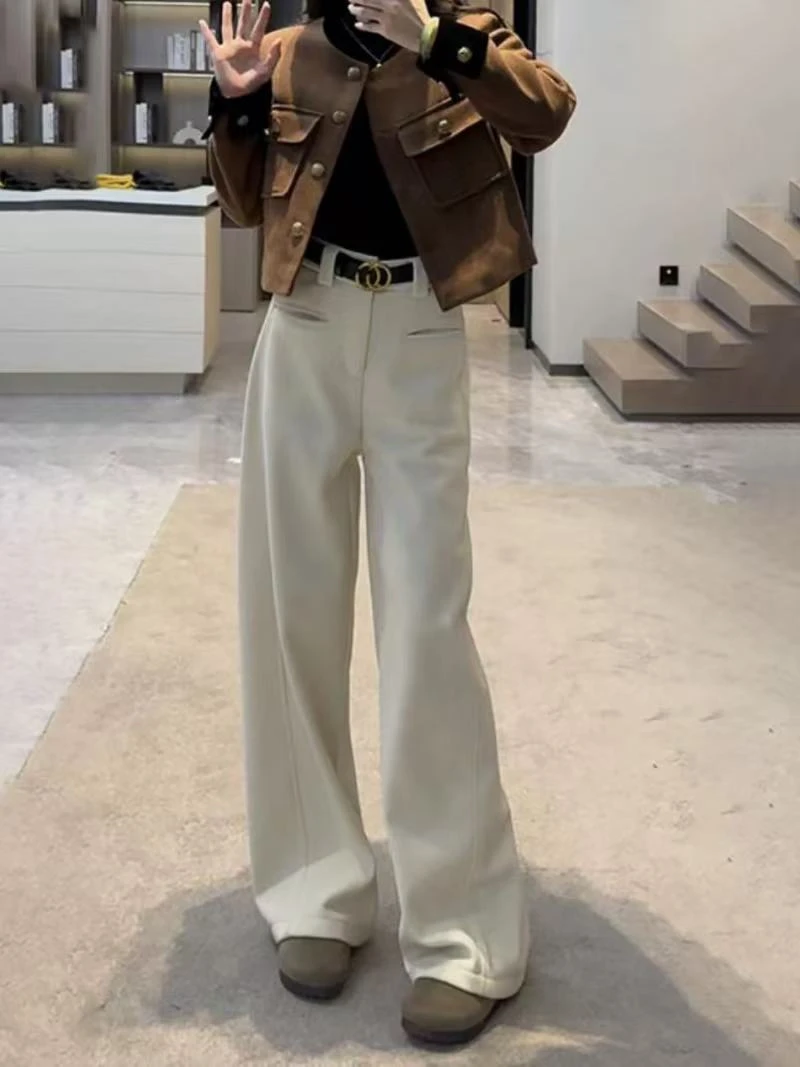 潮品毛呢加厚不加绒时尚百搭阔腿裤