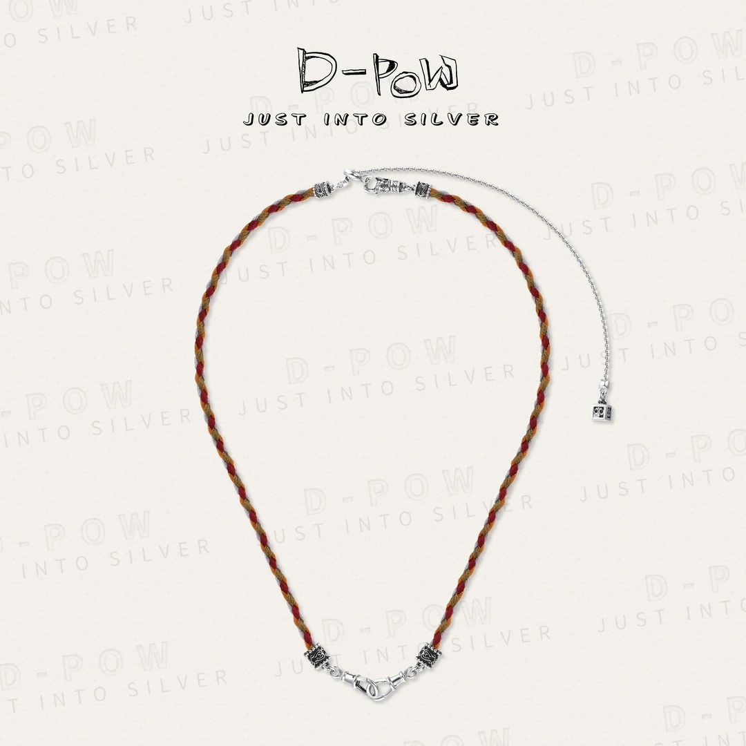 灯小炮 坠链均925银布 美拉德手工绳双扣百搭抽拉项链（5745）