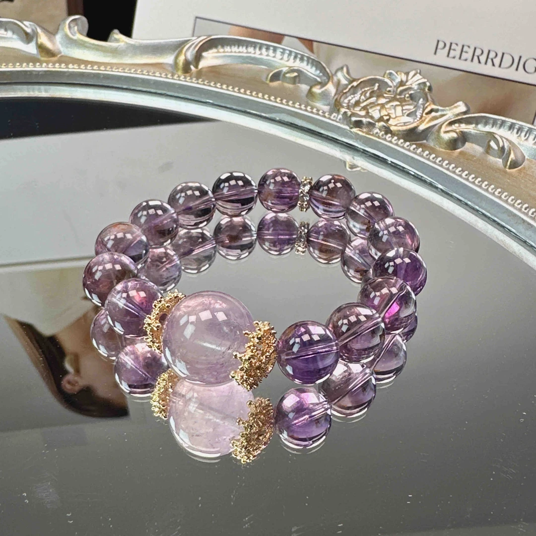 《夜光杯》玻利维亚紫水晶上岸水晶手串1028 颜色微差 多样性发一