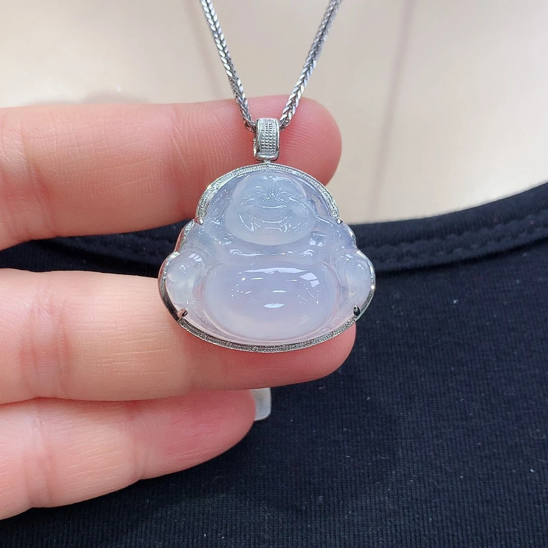 翡翠颈饰18K金镶嵌佛公