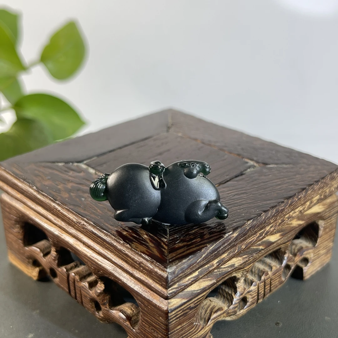 JXB24-195  黑色天然翡翠A货 黑-马上发财