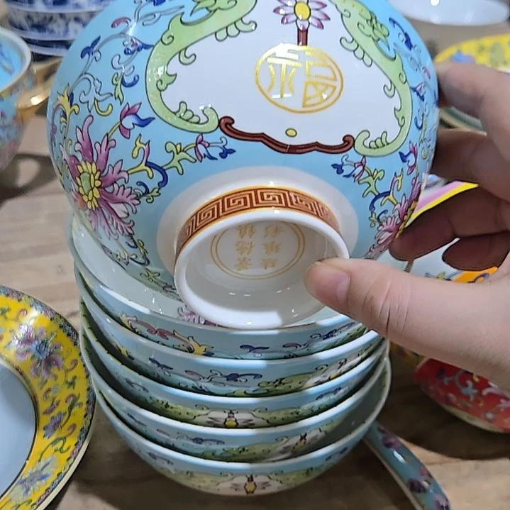 瓷片微瑕珐琅彩5寸6个米饭碗666666