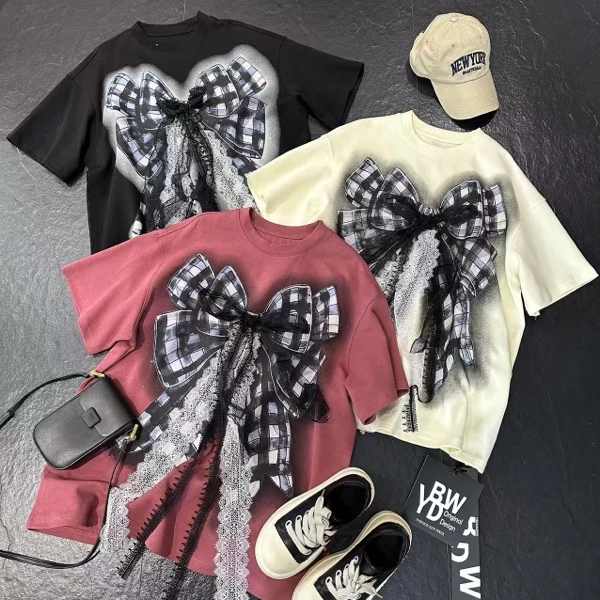 新款丝带蝴蝶结短袖潮牌（YBDW原创正版） 9021