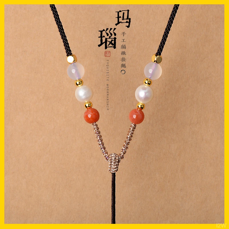 锁骨链士项链项链绳布艺非金属玉佩男女手工调节吊坠挂绳