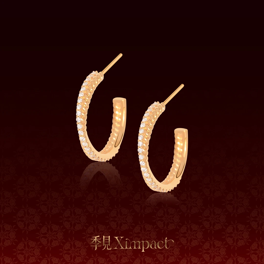 季見 925银耳饰 曜我系列-风吹麦浪 轻奢百搭耳饰 金色