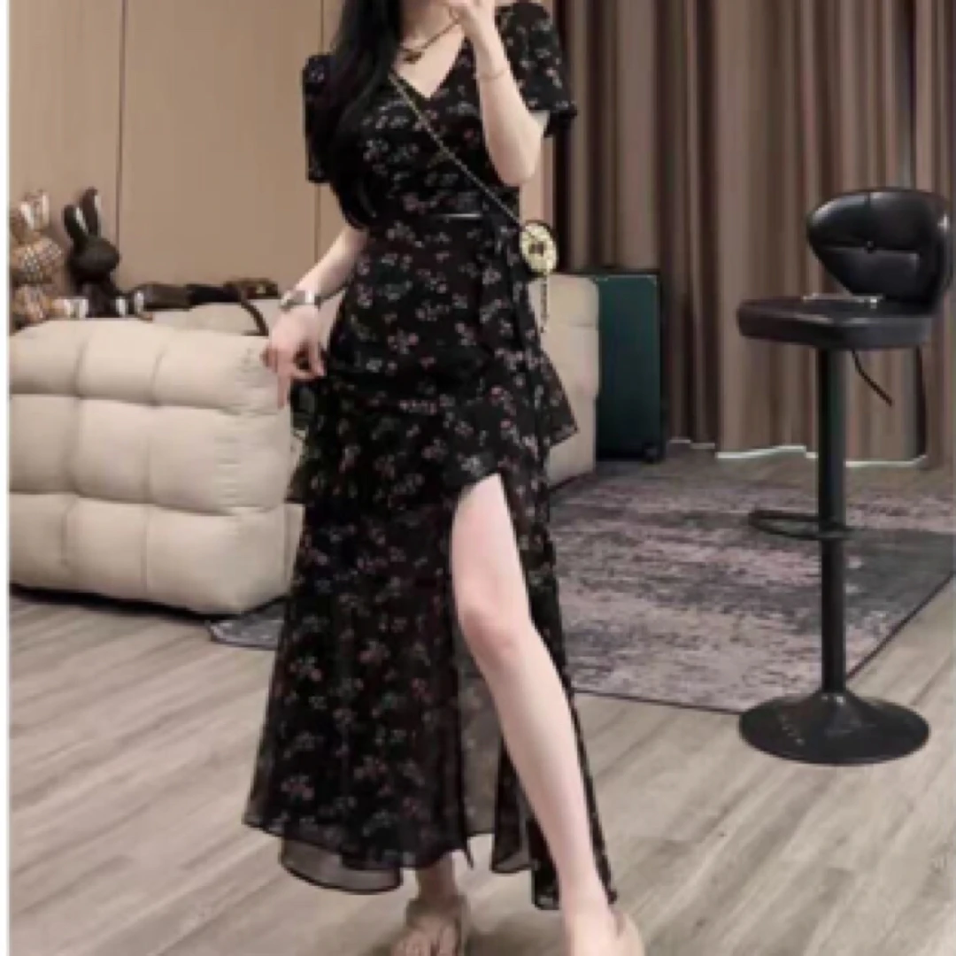 【月姐家大码女装】女2025夏季新款开叉a字半身裙两件套装