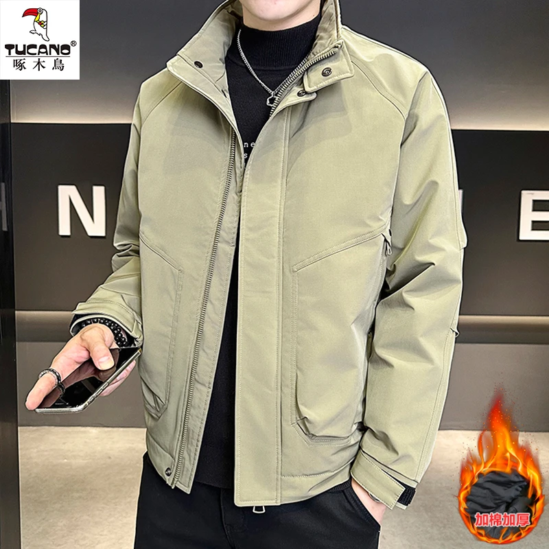 TUCANO/啄木鳥男士夹克春秋季新款纯色立领休闲工装保暖外套上衣
