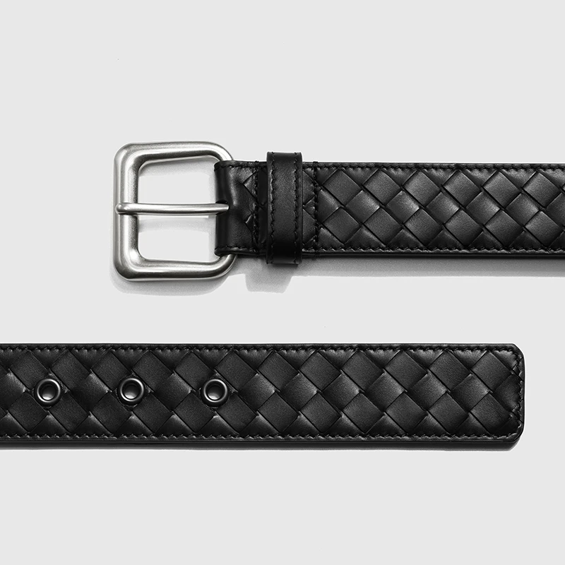 经典4.0/3.5/BONNAKE VACOOL头层牛皮手工编织商务男士休闲真皮带