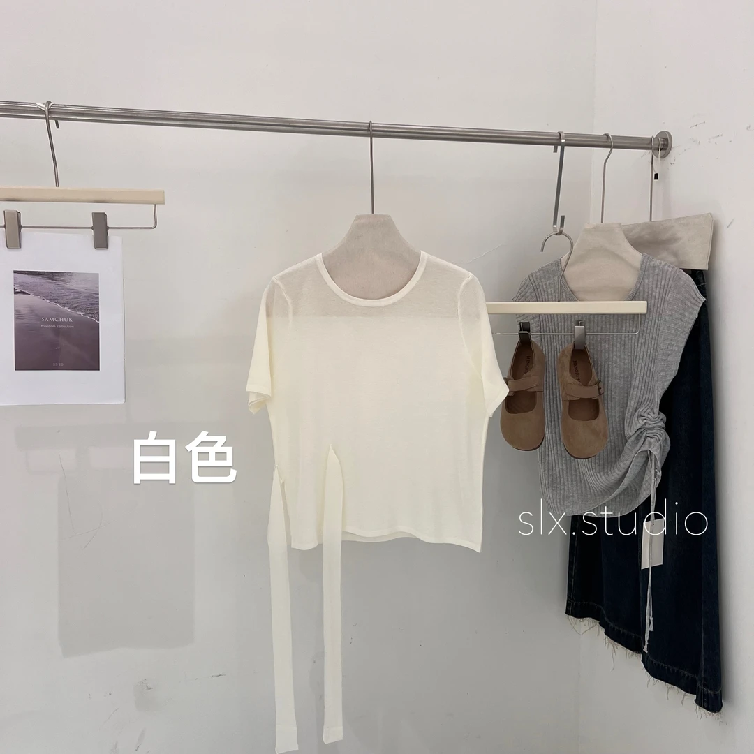 slx@ 白 65315 飘带上衣