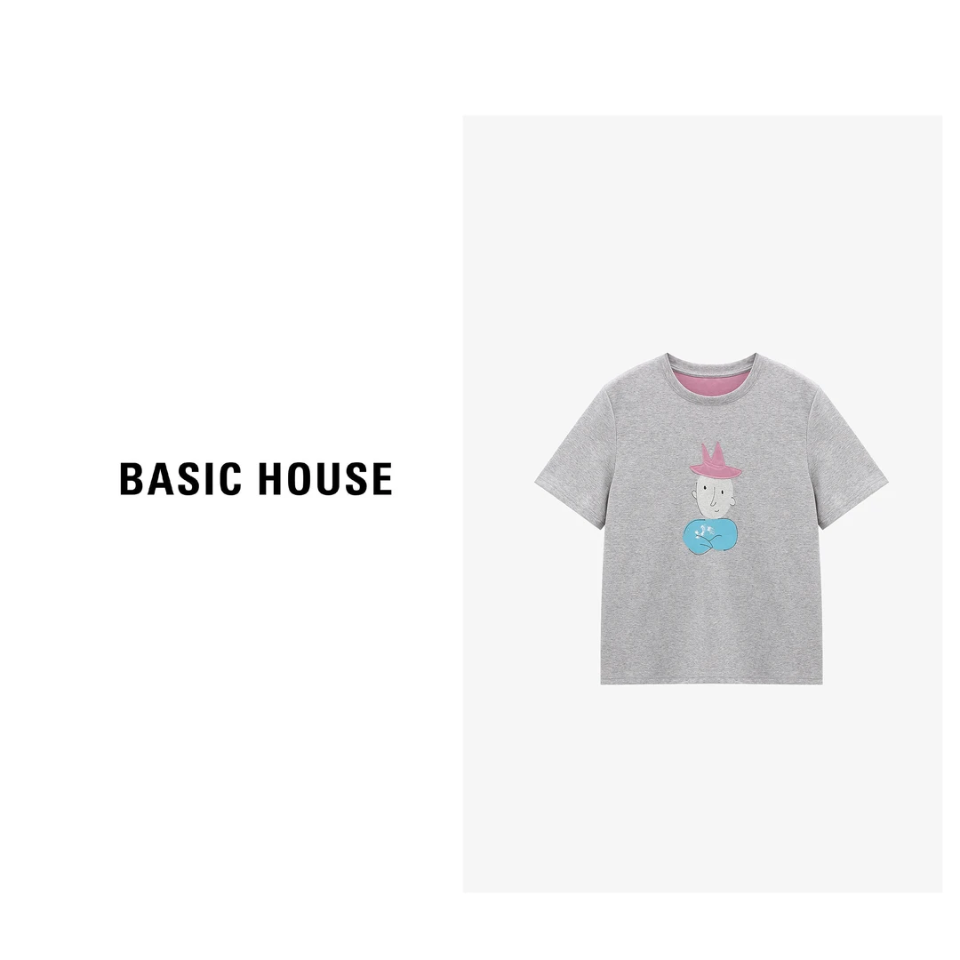 Basic House/百家好时尚休闲夏季春夏宽松印花T恤-B0625B5GAB2