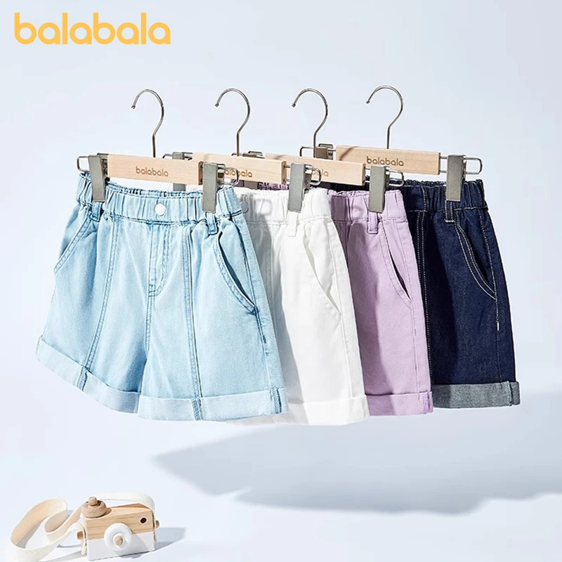 巴拉巴拉童装儿童牛仔裤短裤2025夏装薄款中大童女童裤子纯棉休闲