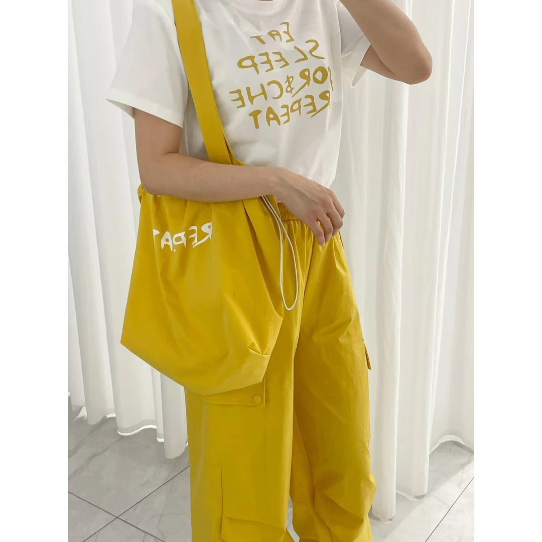 新款显瘦百搭字母印花短袖T恤+休闲工装裤潮牌设计感套装HJ-1868