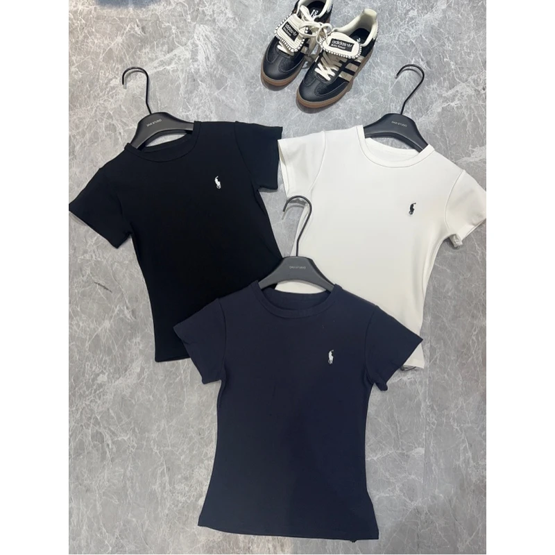 Da嘻【圆领刺绣小马T恤】新款韩版修身显瘦短袖2091