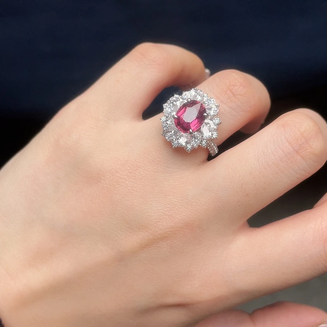 碧玺戒指银S925镶嵌2.71ct