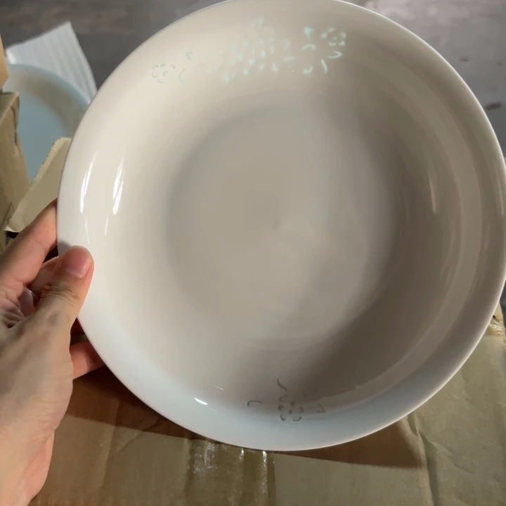 青瓷景德镇陶瓷盘子白色两只