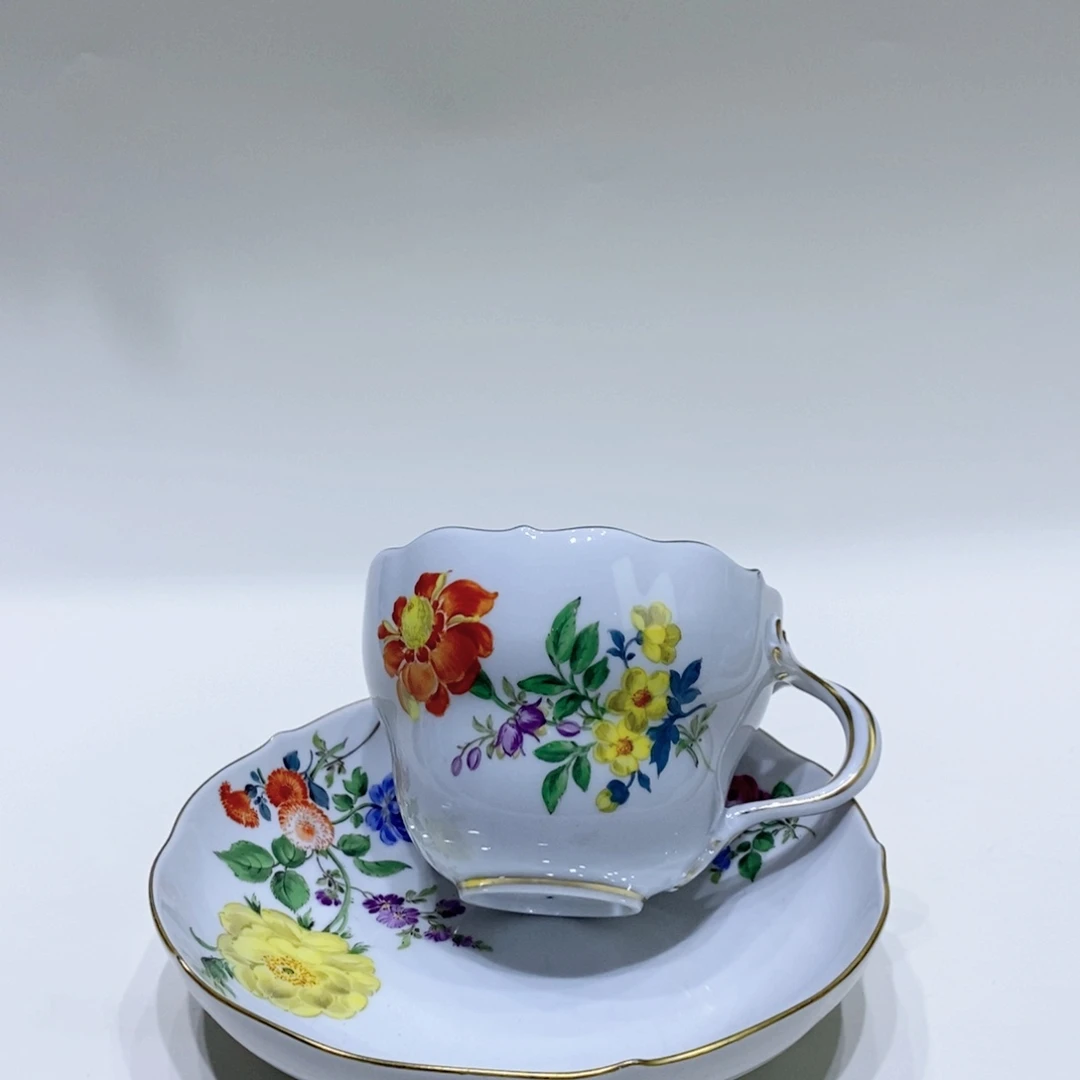 瓷片梅森四杠多花咖啡杯