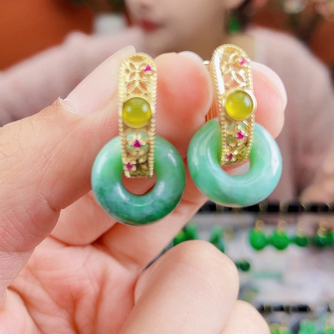 翡翠未镶嵌耳饰饰品